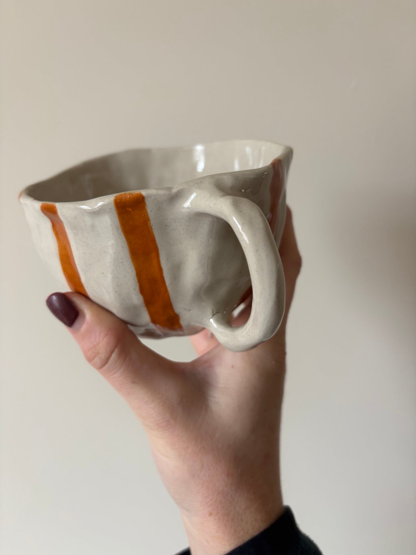 Autumnal orange stripe imperfect mug
