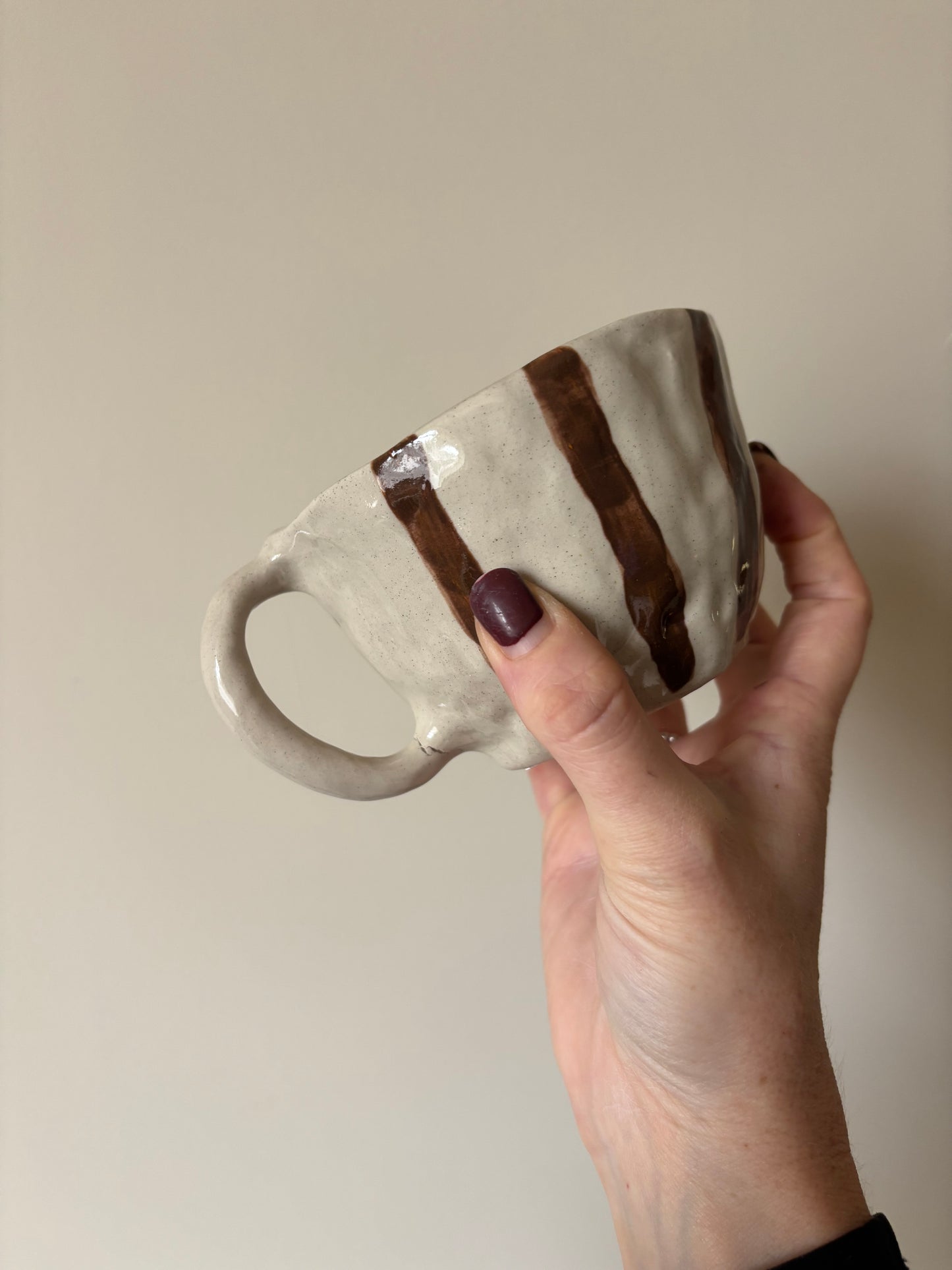 Chocolate brown stripe imperfect mug