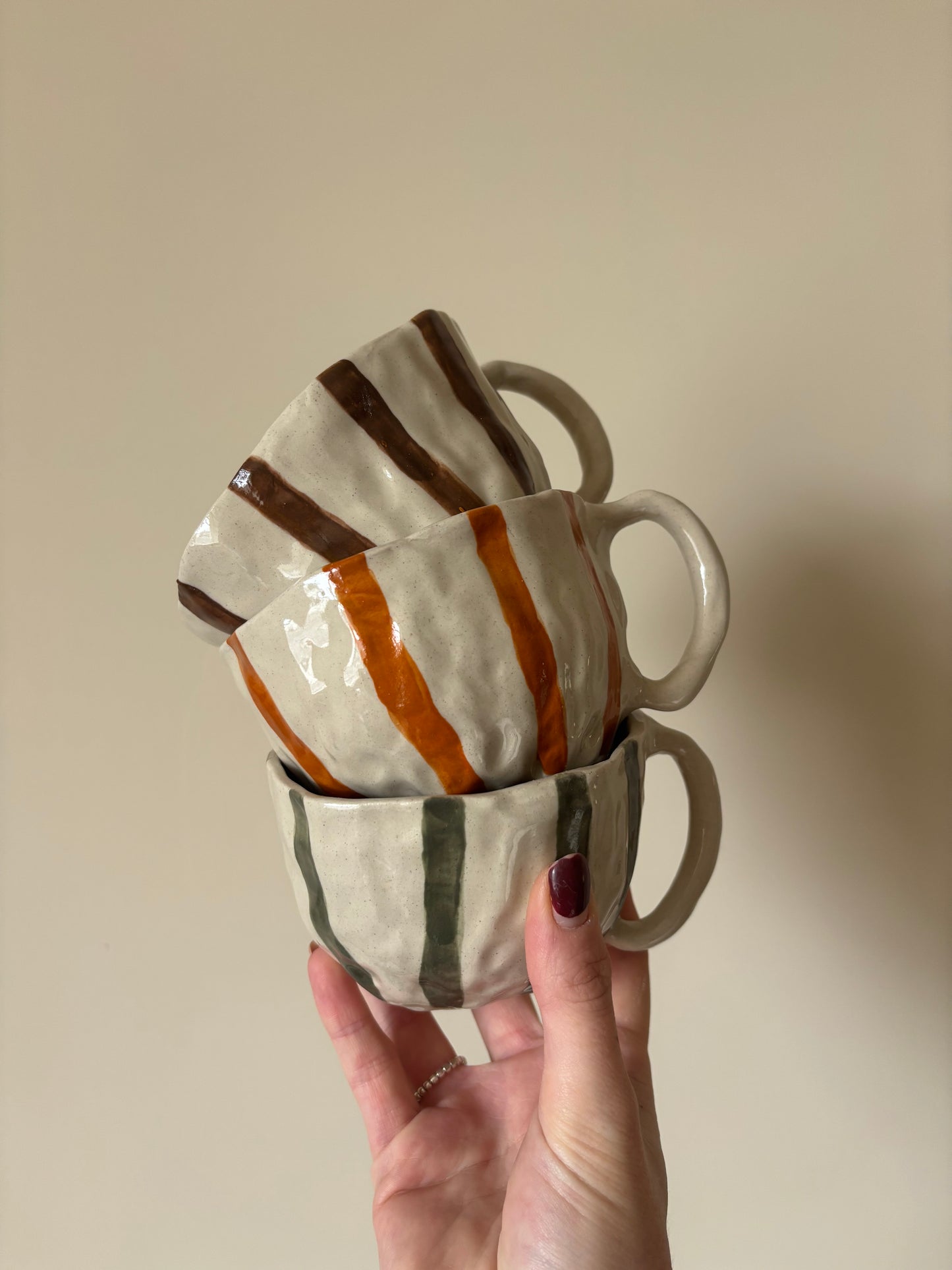 Chocolate brown stripe imperfect mug