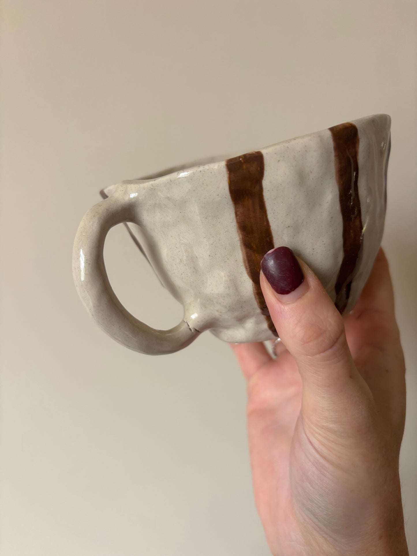 Chocolate brown stripe imperfect mug