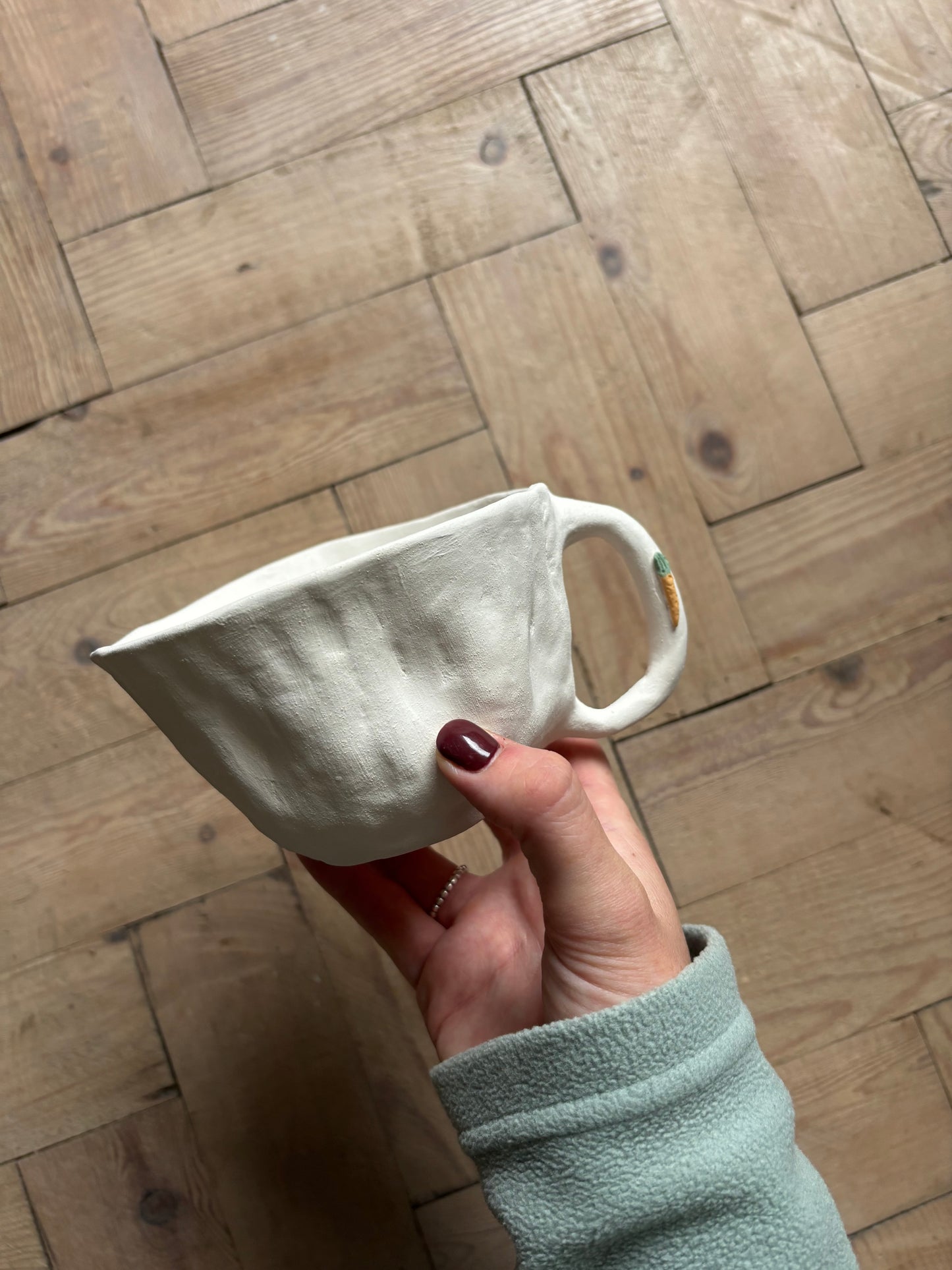 Children’s bunny in a veg patch mug