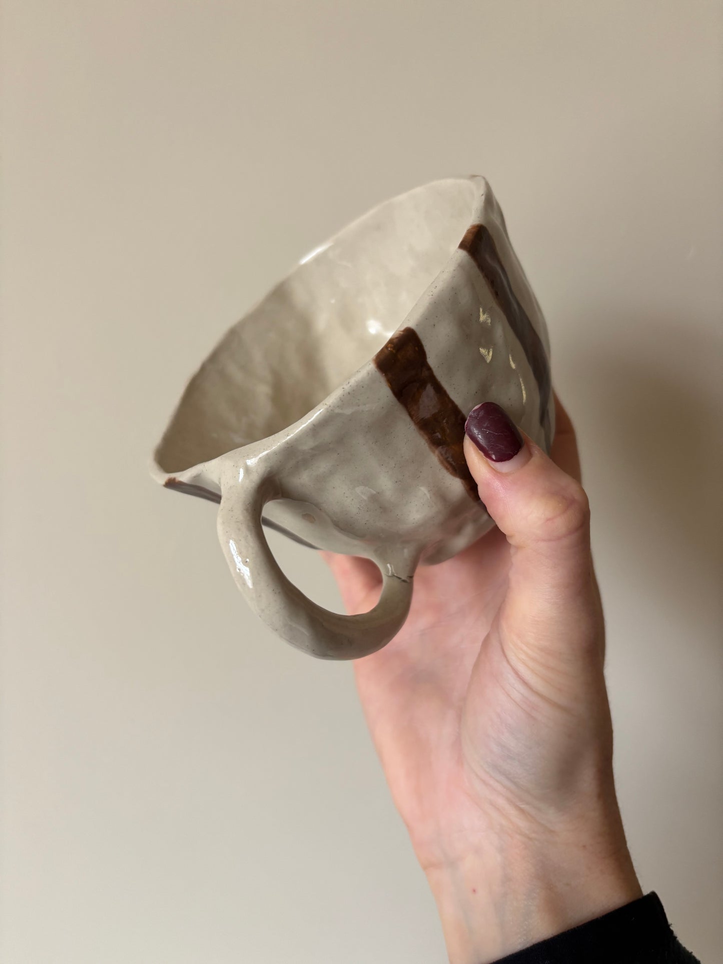 Chocolate brown stripe imperfect mug