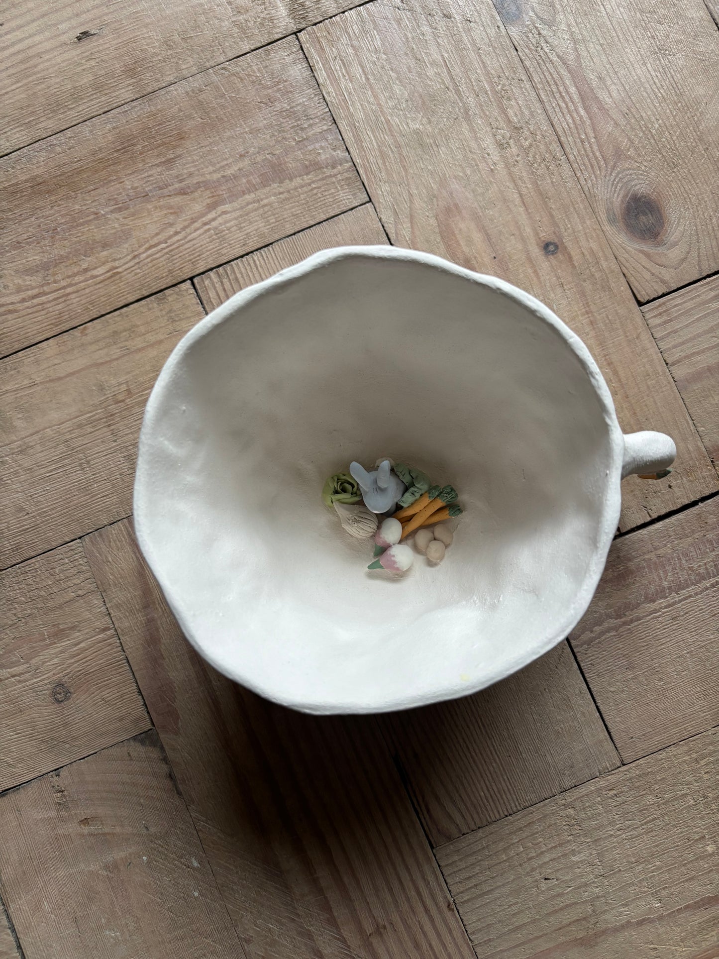Children’s bunny in a veg patch mug