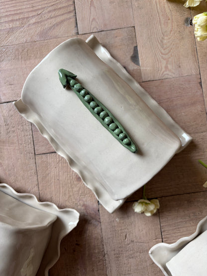 Imperfect peas in a pod butter dish