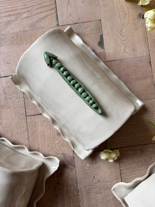 Imperfect peas in a pod butter dish