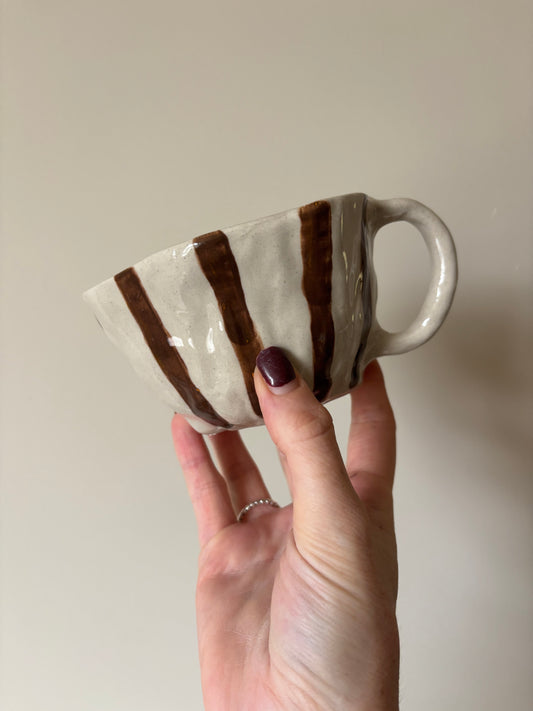 Chocolate brown stripe imperfect mug