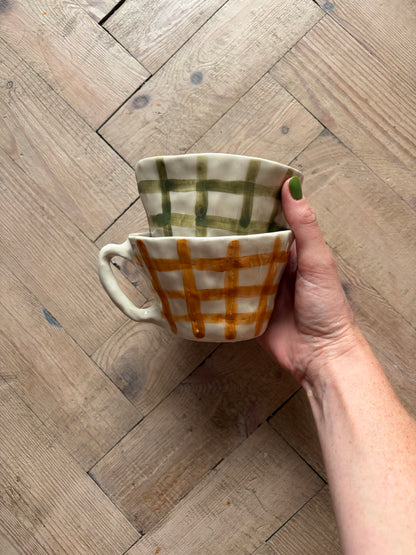 Burnt orange gingham mug
