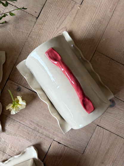 Imperfect berry handle butter dish