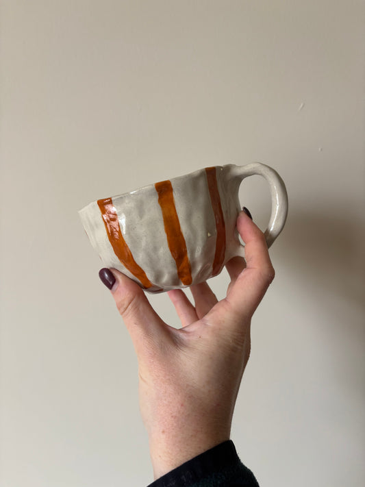 Autumnal orange stripe imperfect mug