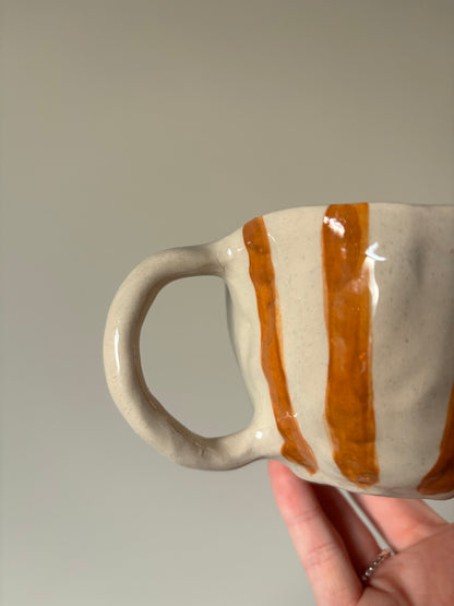 Autumnal orange stripe imperfect mug