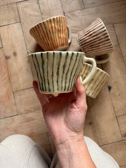 Green thin stripe mug