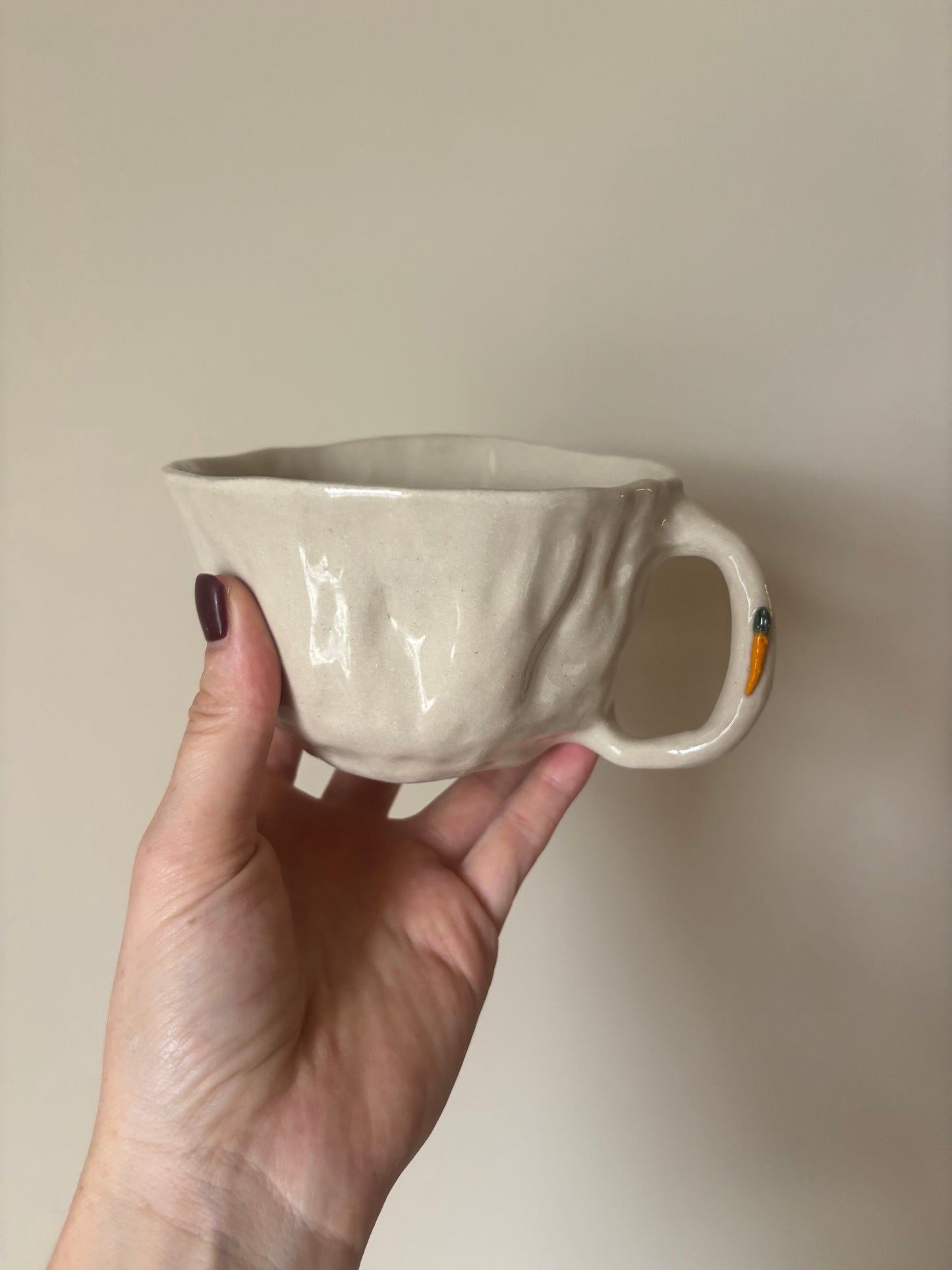 Bespoke children’s bunny in a veg patch mug