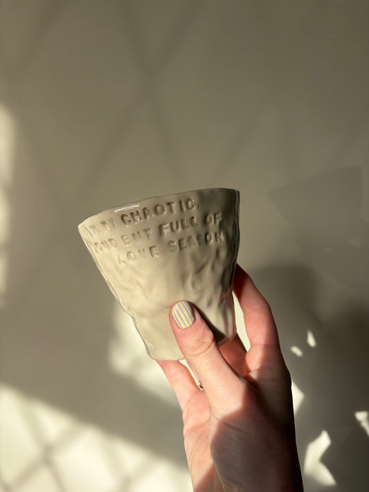 In my chaotic, loud, full of love season hand warmer mug