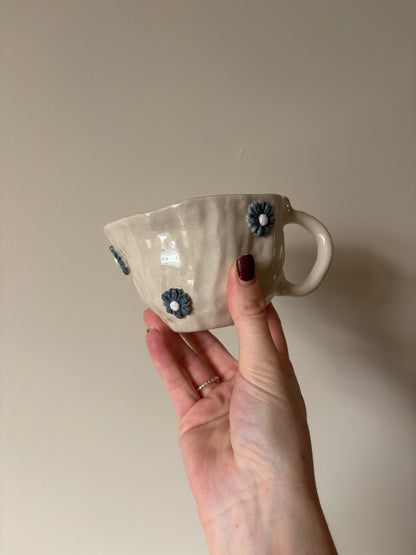 Dusty blue flowers mug