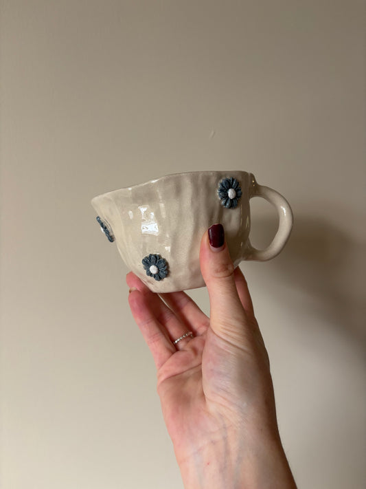 Dusty blue flowers mug