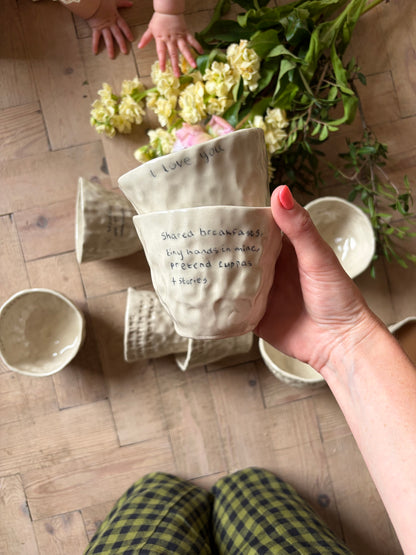 Tiny hands in mine handwritten mug