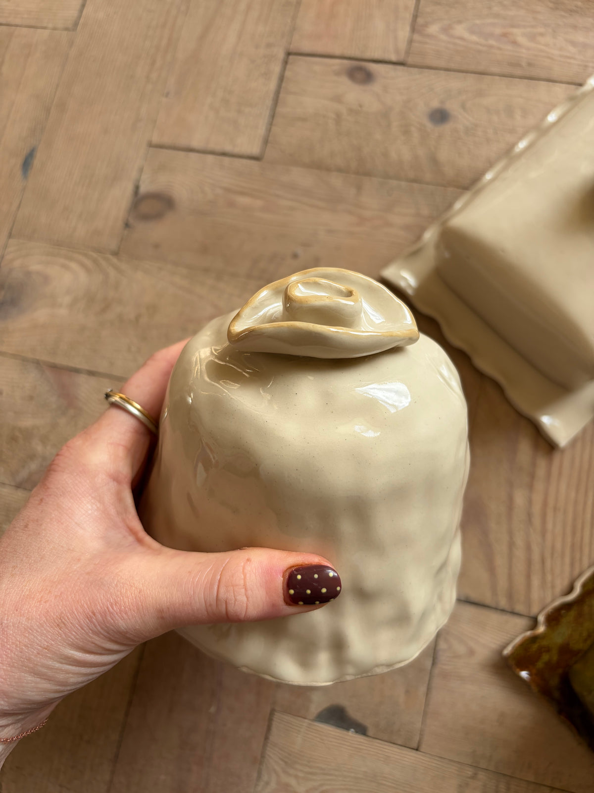Cowboy hat butter dish