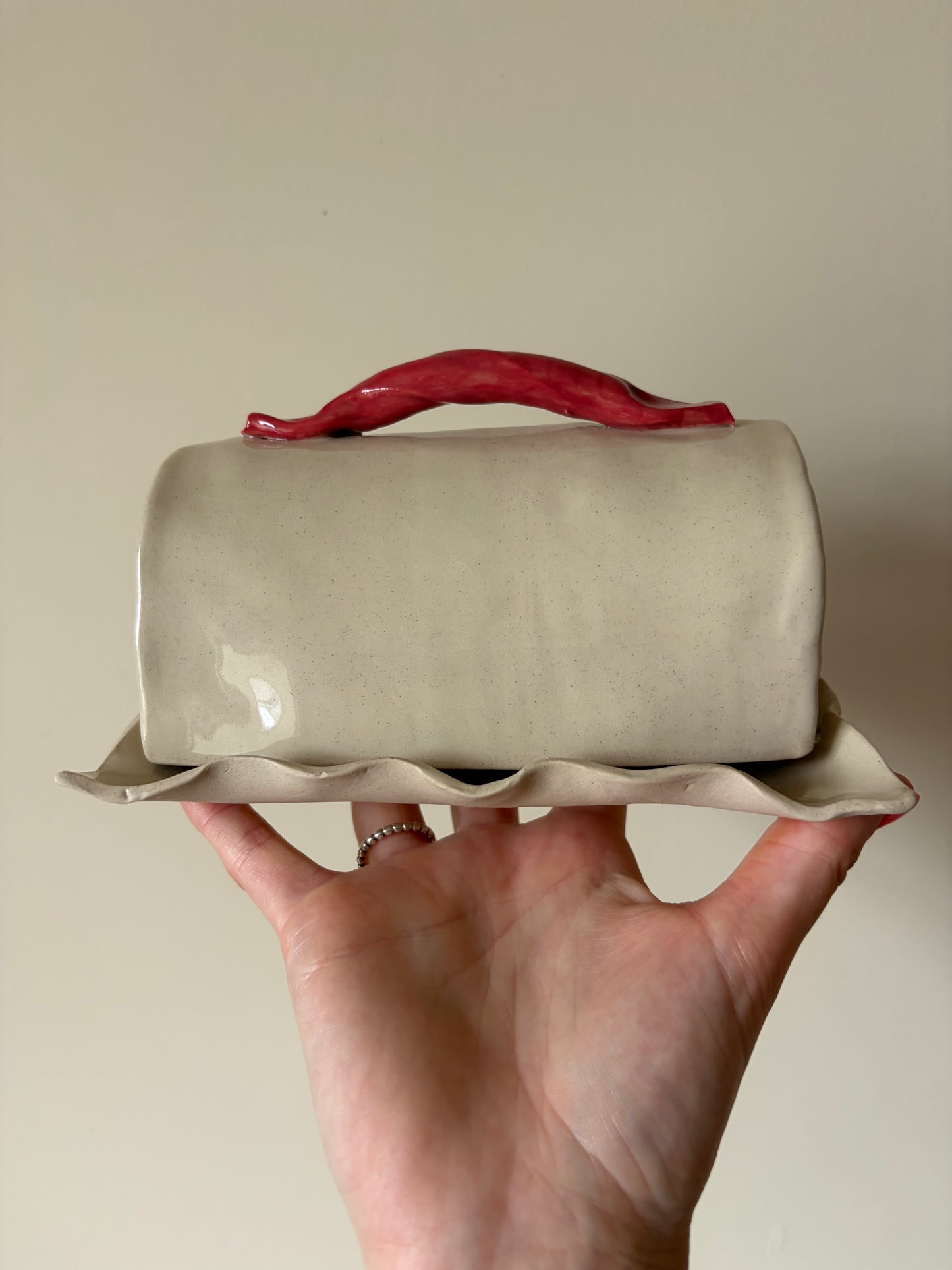 Imperfect berry handle butter dish