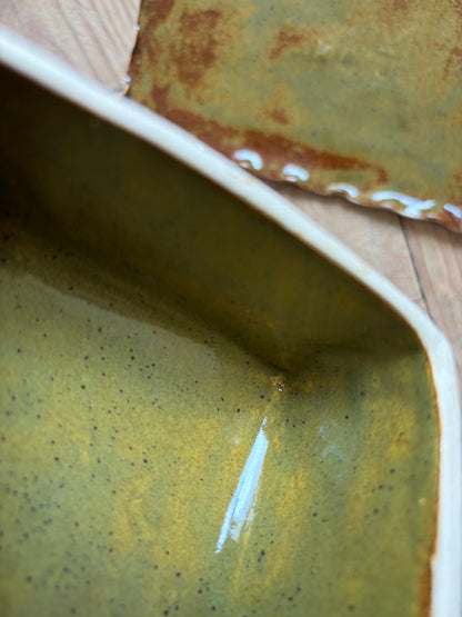 Mossy green imperfect butter dish