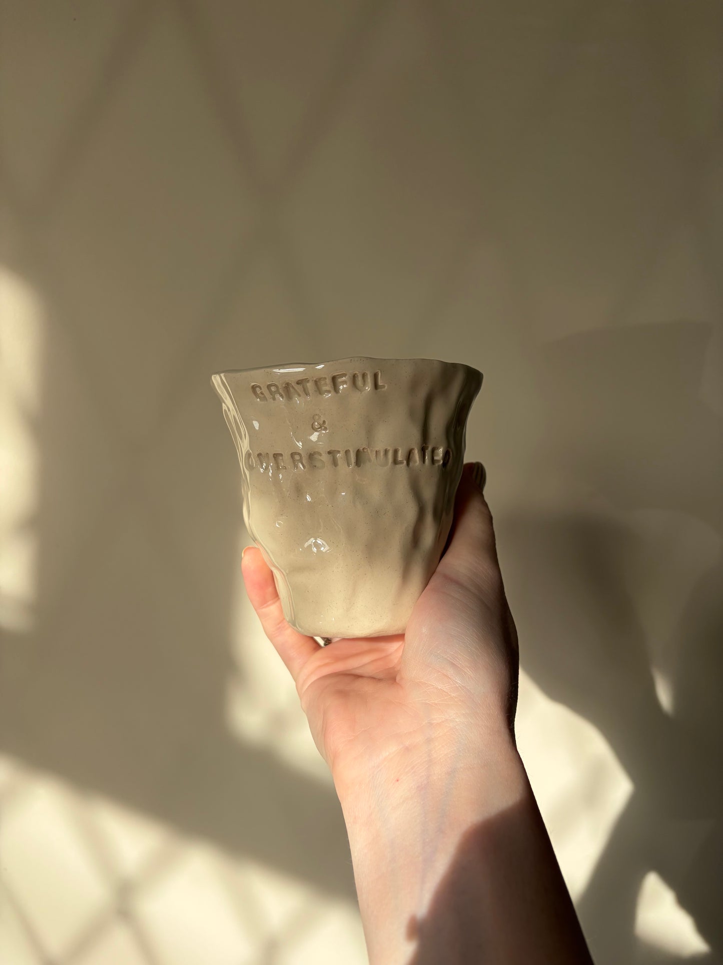 Grateful and overstimulated hand warmer mug