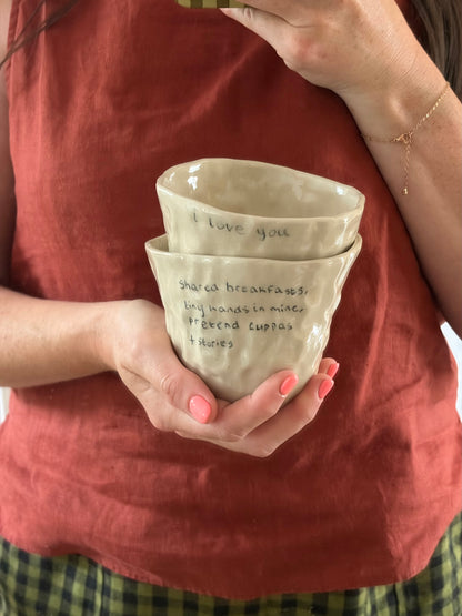 Tiny hands in mine handwritten mug