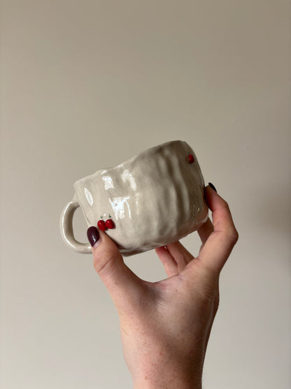 Strawberry picking imperfect mug