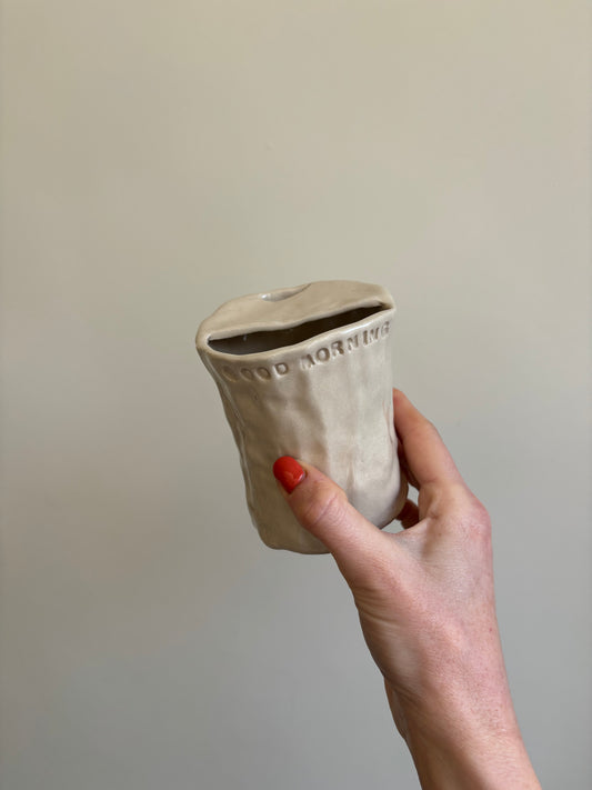 Good morning takeaway cup