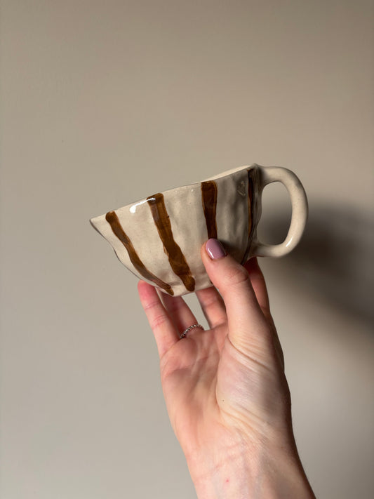 Chocolate brown striped mug