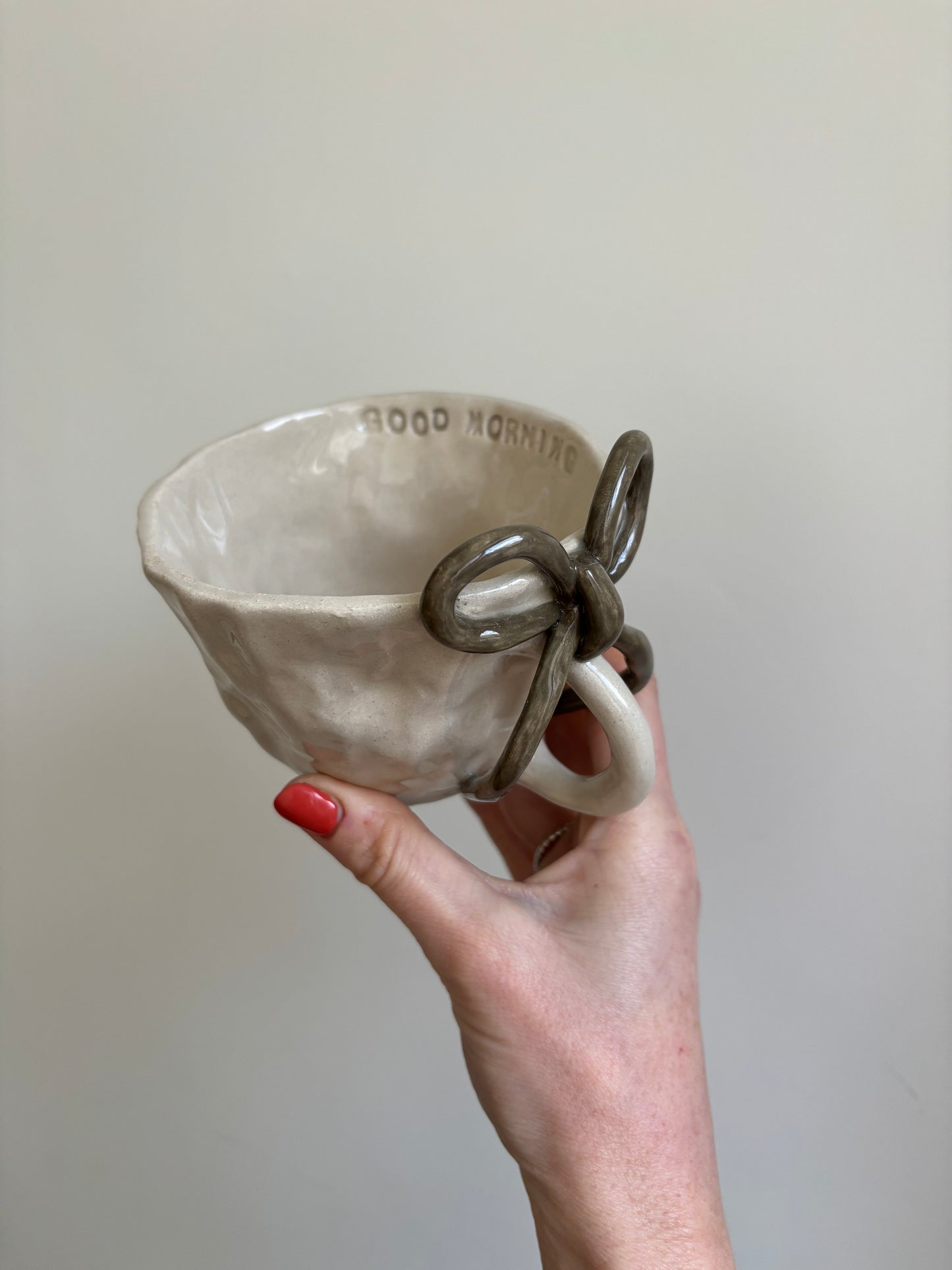 Good morning bow mug