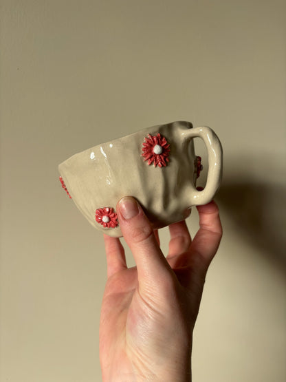 Pink flowers imperfect mug