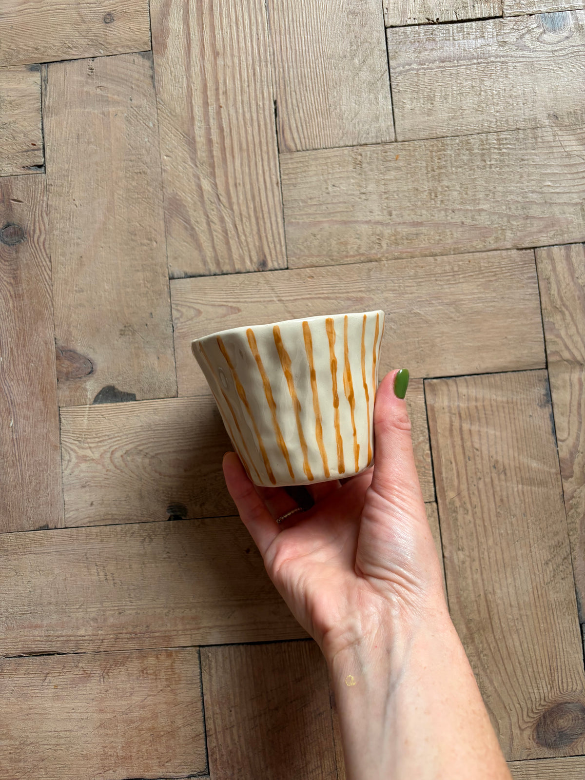 Imperfect orange thin stripe mug