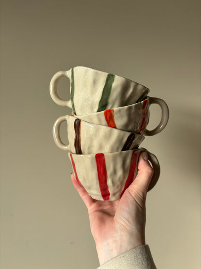 Chocolate brown striped mug
