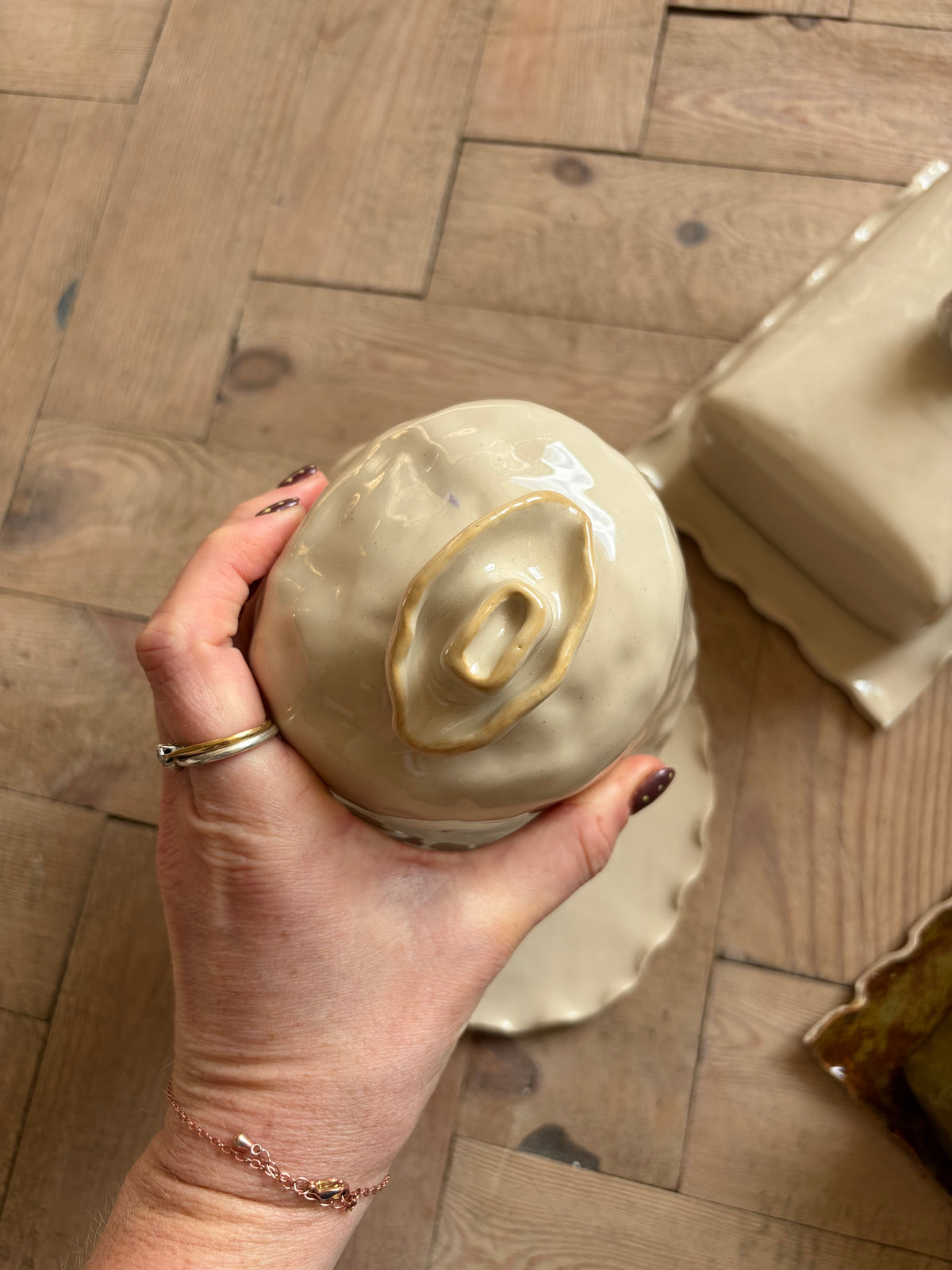 Cowboy hat butter dish