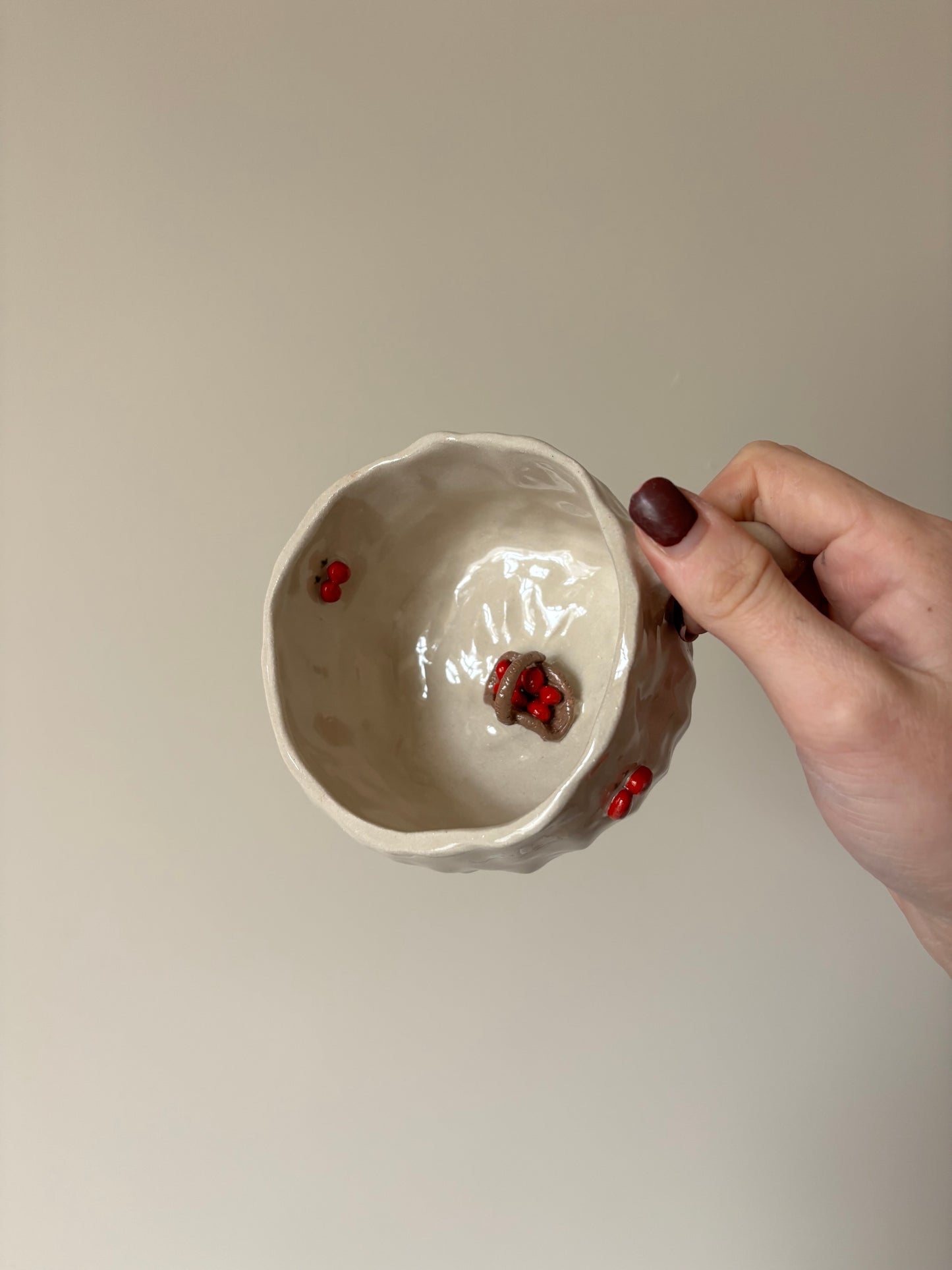Strawberry picking imperfect mug
