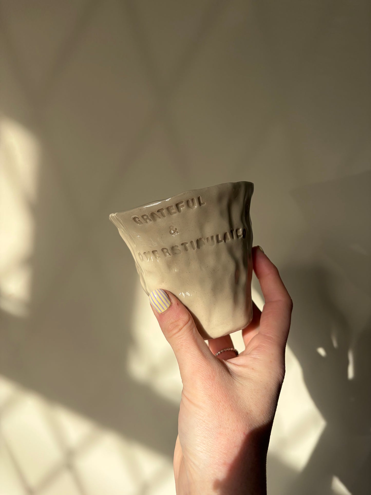 Grateful and overstimulated hand warmer mug