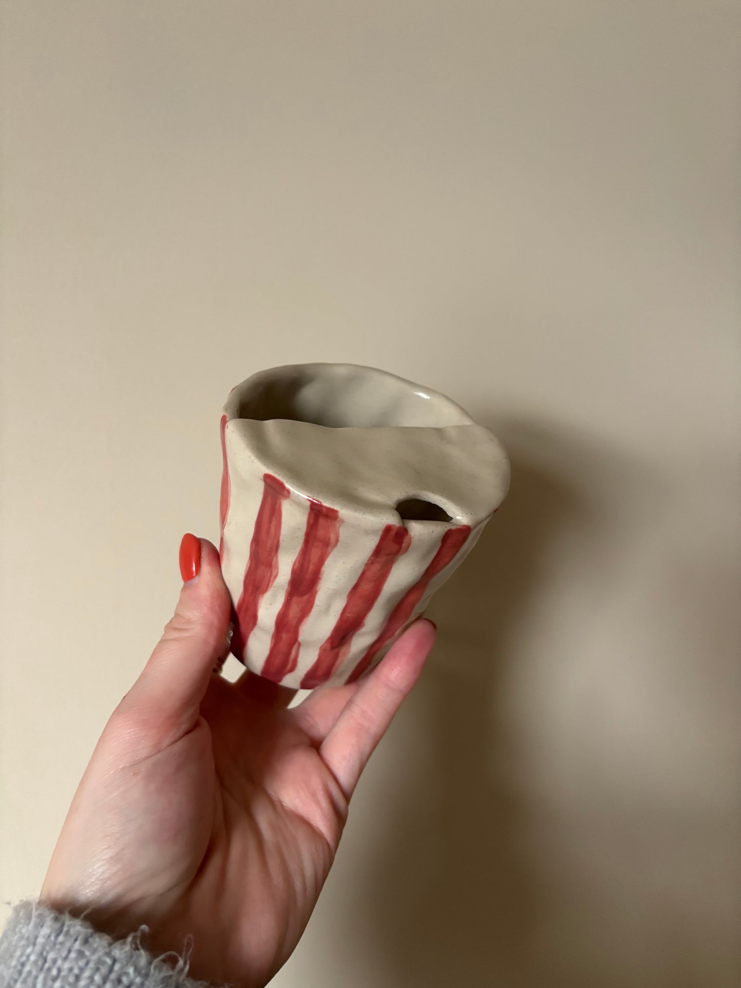 Striped takeaway mug