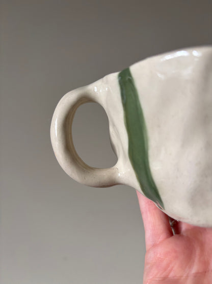 Green striped imperfect mug