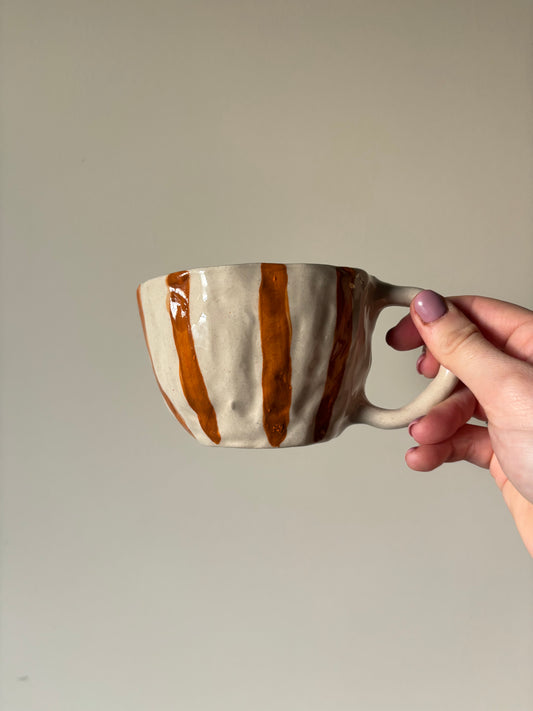 Autumnal orange stripe imperfect mug