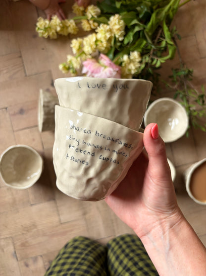 Tiny hands in mine handwritten mug