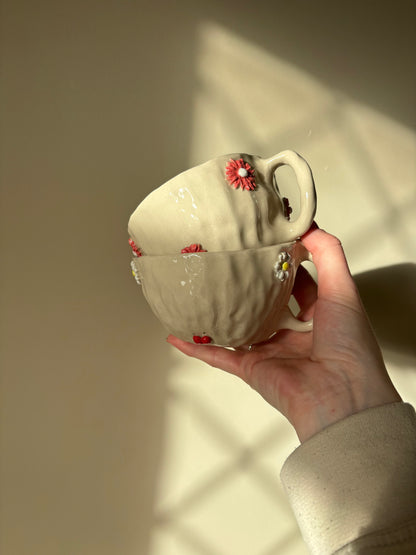 Pink flowers imperfect mug