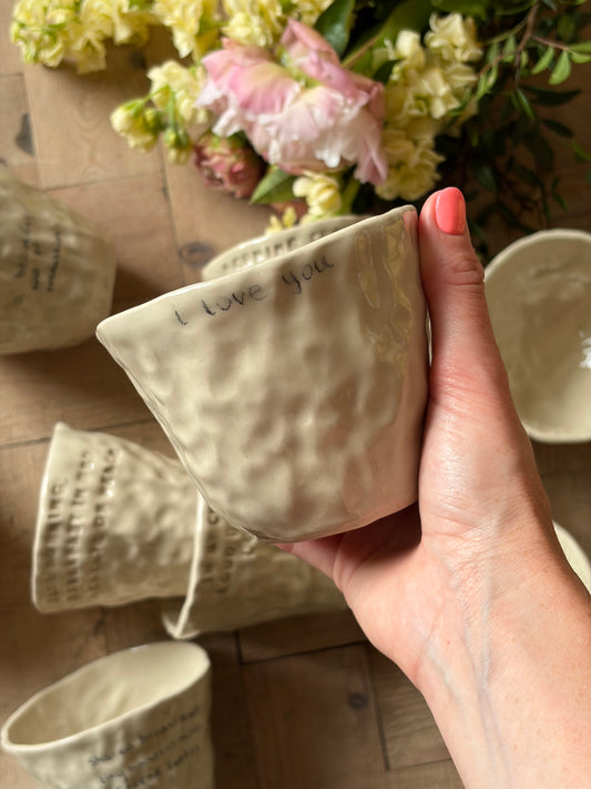 I love you handwritten mug