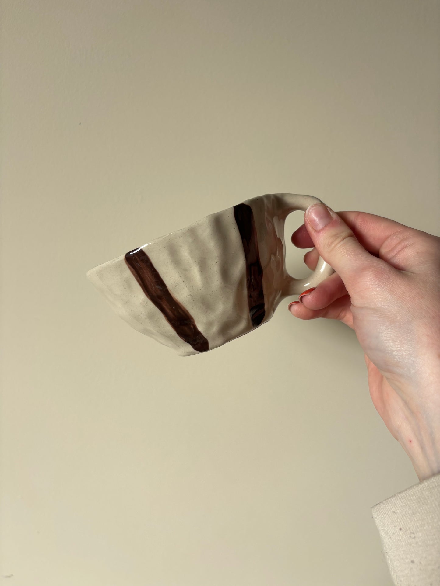 Chocolate brown striped mug