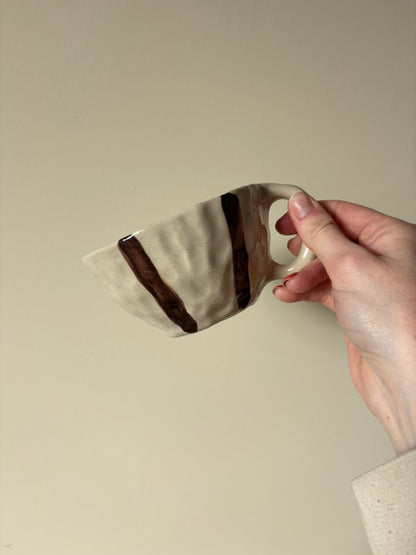 Chocolate brown striped mug