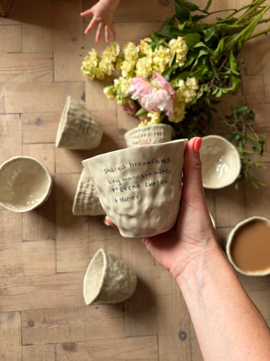 Tiny hands in mine handwritten mug